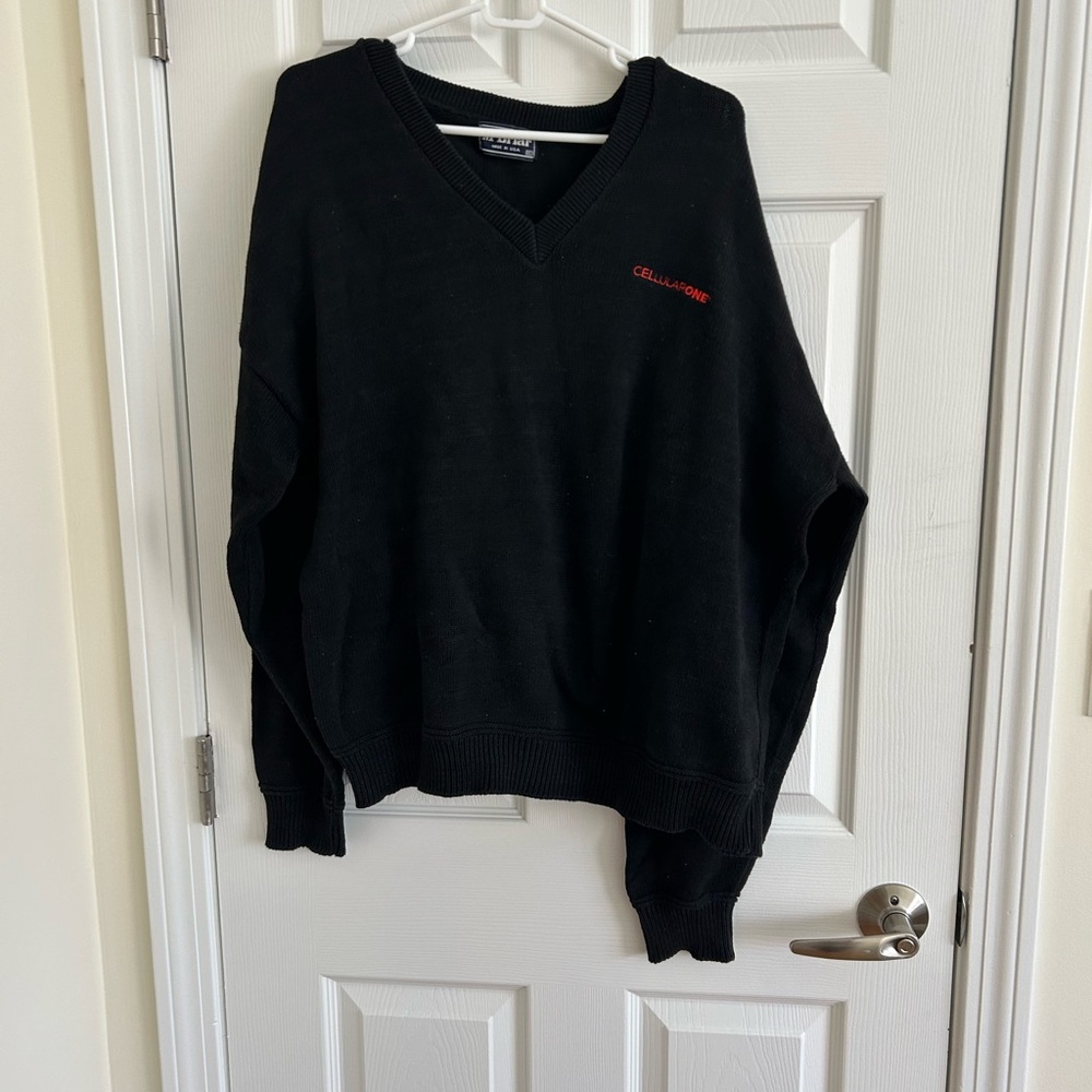 Vintage Cellular One Black V-Neck Sweater